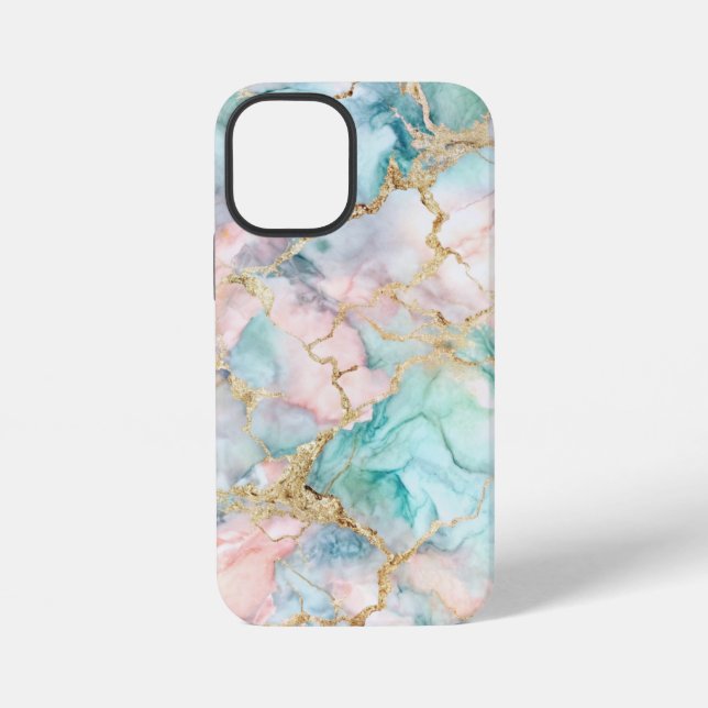 Rose Blue Gold Marble iPhone Case (Back)