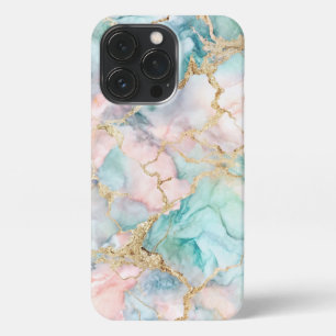 Rose Blue Gold Marble iPhone 13 Pro Case