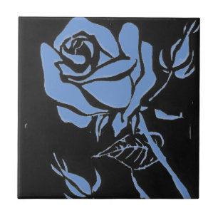 "Rose Blue" Kitchen Garden Ceramic Tile