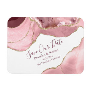 Rose Blush Agate Save The Date Magnet
