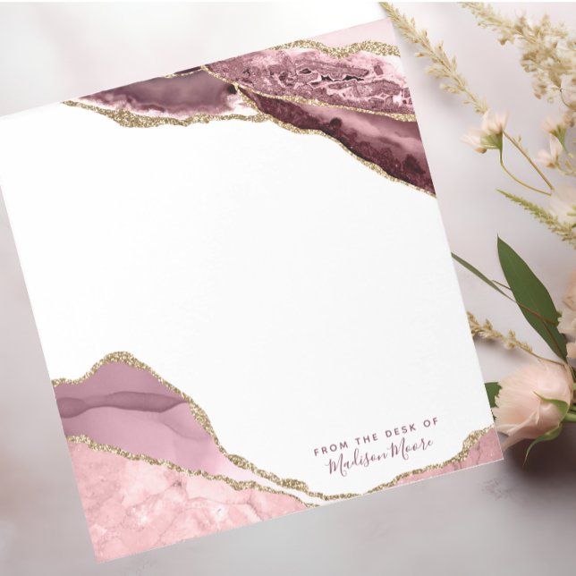 Rose Blush And Gold Glitter Agate Notepad (Creator Uploaded)