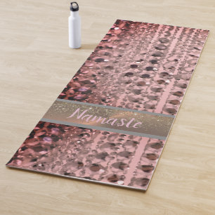 Rose Blush Beads Glittery Namaste Personalized Yoga Mat
