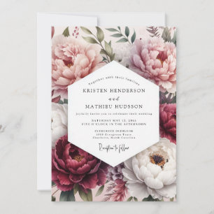 Rose Blush Floral Bloom Wedding Invitation