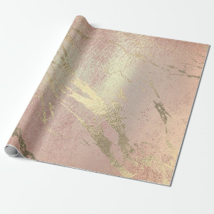 Rose Blush Foxier Skin Gold Marble Shiny VIP Wrapping Paper