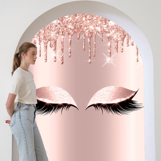 Rose Blush Glitter Drips Eyelashes Makeup Beauty Poster (Rose Blush Glitter Drips Eyelashes Makeup Beauty Poster)