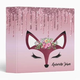 Rose Blush Glitter Paint Girly Fox Binder