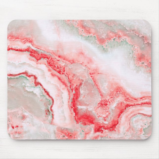 Rose Blush Luxury Gemstone Agate Marble Mouse Pad (Front)