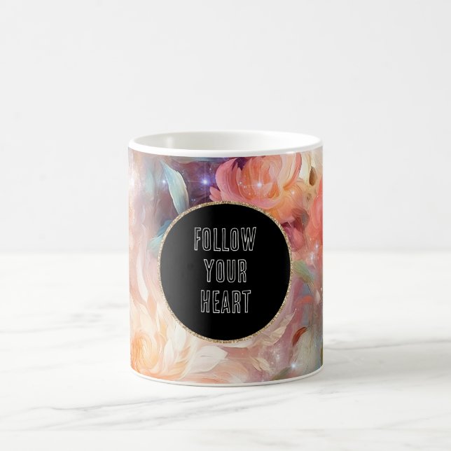 Rose Blush Peach Orange Floral  Coffee Mug (Center)