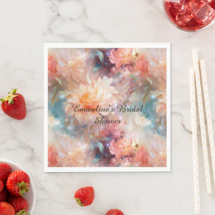 Rose Blush Peach Orange Floral  Napkin