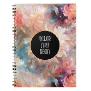 Rose Blush Peach Orange Floral  Notebook