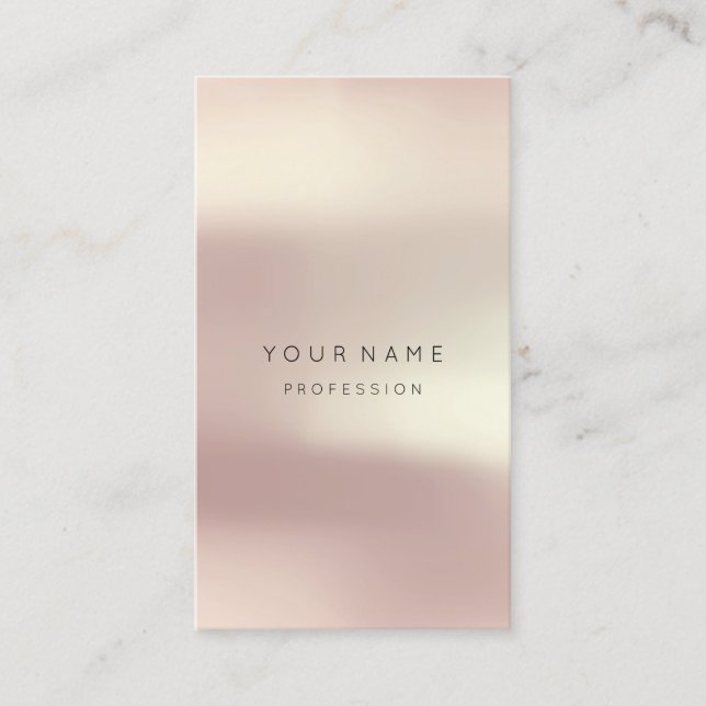 Rose Blush Pearly Abstract Minimal Silk Vertical2 Business Card (Front)