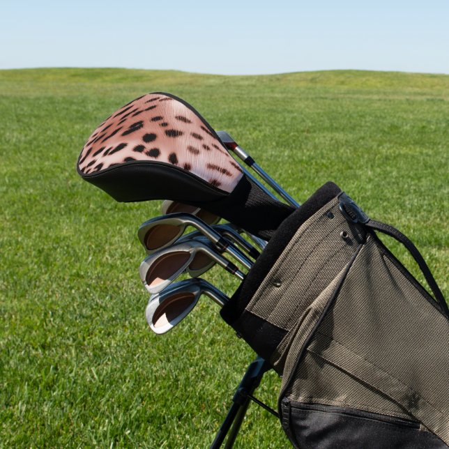 Rose Blush Pink Leopard Golf Head Cover (In Situ)