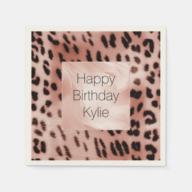 Rose Blush Pink Leopard Napkin (Front)