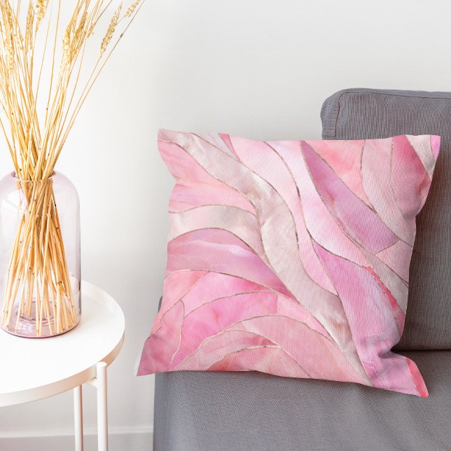 Rose Blush Pink - Mosaic Waves Throw Pillow (Creator Uploaded)