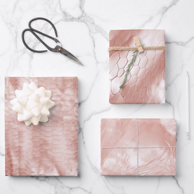 Rose Blush Pink Snake Print Wrapping Paper Sheet (Front)