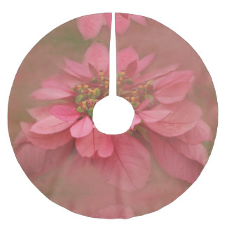 Rose Blush Poinsettias Digital Art Brushed Polyester Tree Skirt