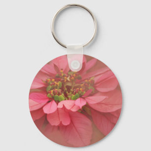 Rose Blush Poinsettias Digital Art Keychain