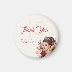 Rose Blush Rose Élégant Magnet de Quinceañera