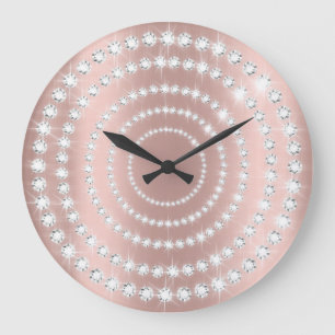 Rose Blush Vip Grey Silver Diamond Infinity Circle Large Clock