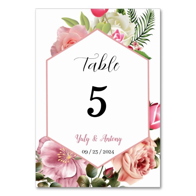 Rose blush watercolor Flowers Card ID Wedding Card (Front)