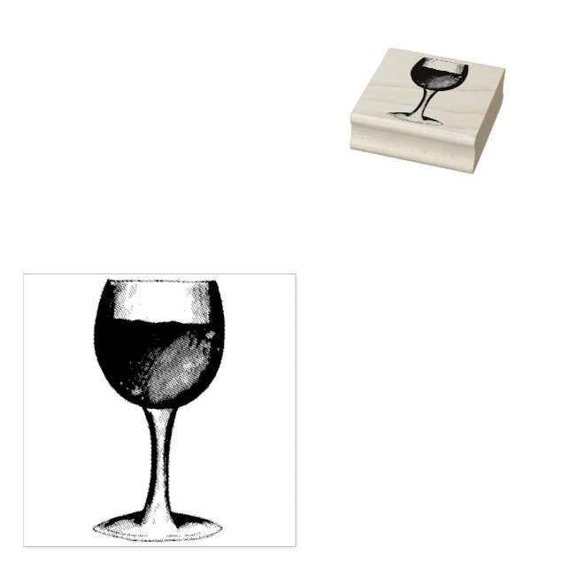 Rosé Blush Wine Glass Winery Vineyard Sommelier Rubber Stamp (Stamped)