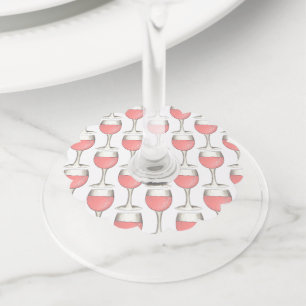 Rosé Blush Wine Tasting Glasses Pink Rose Winery Glass Tag