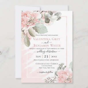 Rose boho chic floral floral roux invitation