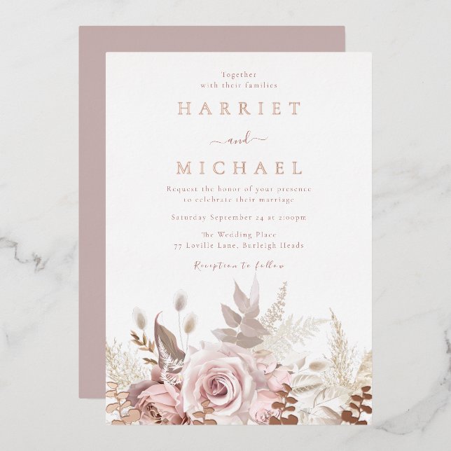 Rose Boho Floral Frame Wedding (Front/Back)