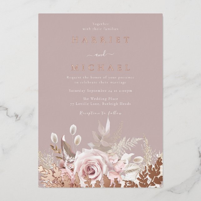 Rose Boho Floral Frame Wedding Real  (Front)