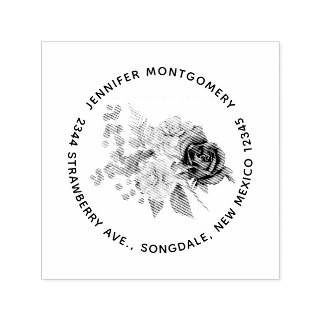 Rose Boho Flower Bouquet Elegant Self-inking Stamp (Design)