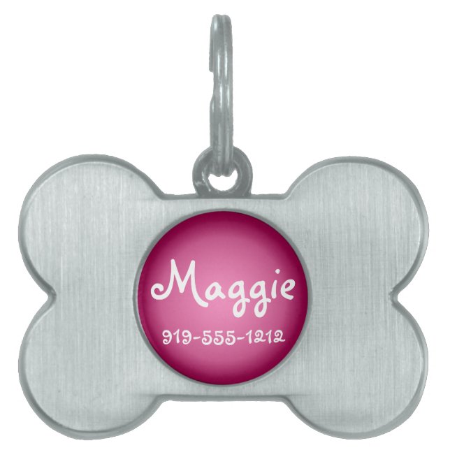 Rose Bone Shaped Customizable Name Dog Tag (Front)