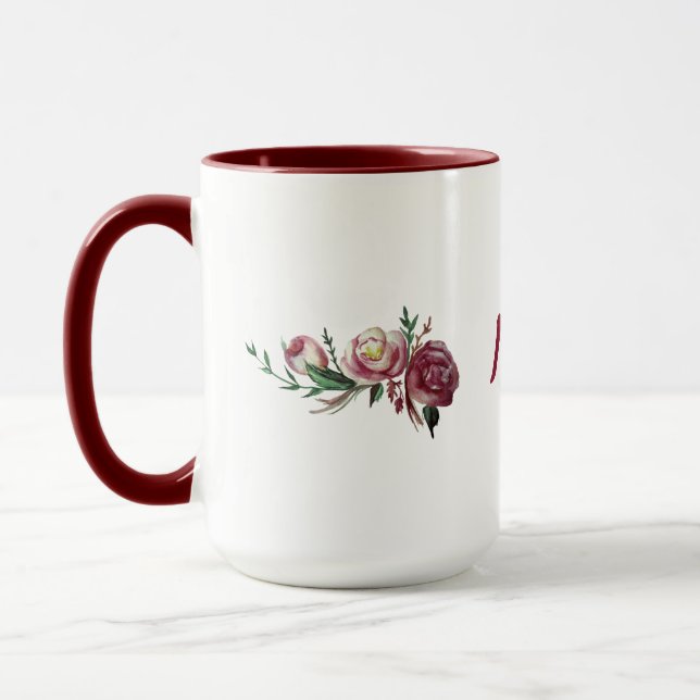Rose Bordo Nom rouge Combo Mug (Gauche)