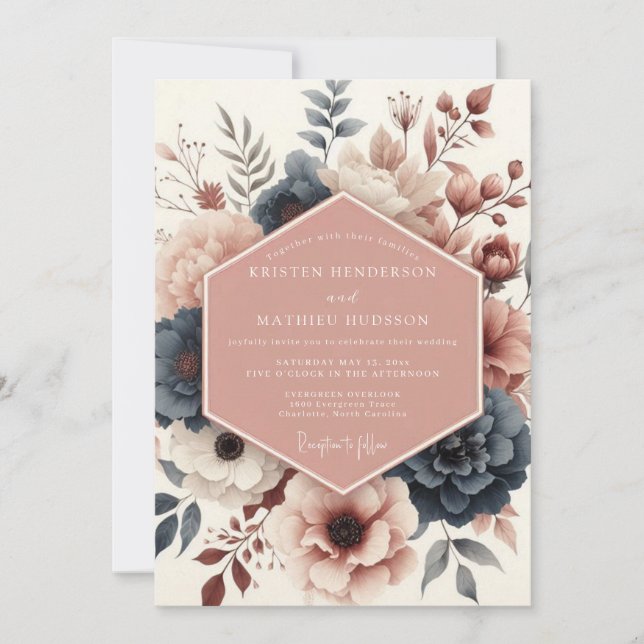 Rose Botanical Bloom Wedding Invitation (Front)