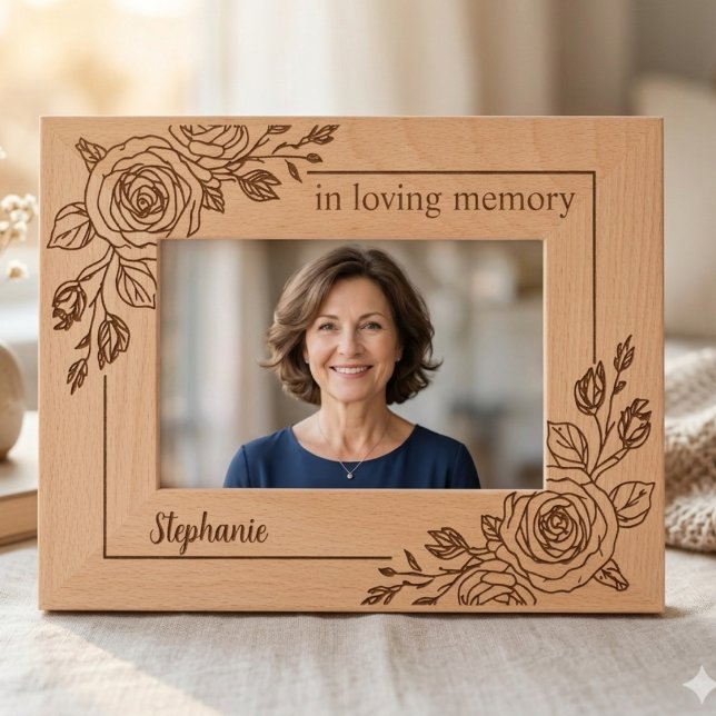Rose Botanical Memorial Daughter Tribute Etched Frames (Rose botanica memorial tribute frame)