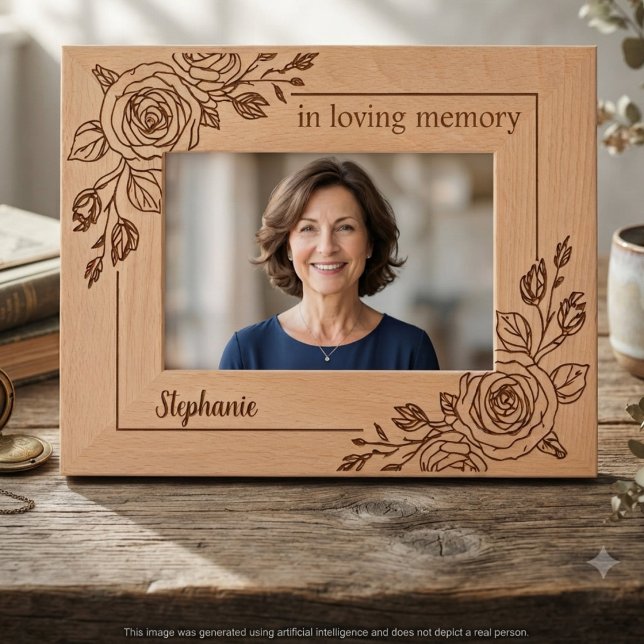 Rose Botanical Memorial Daughter Tribute Etched Frames (Rose botanica memorial tribute frame)