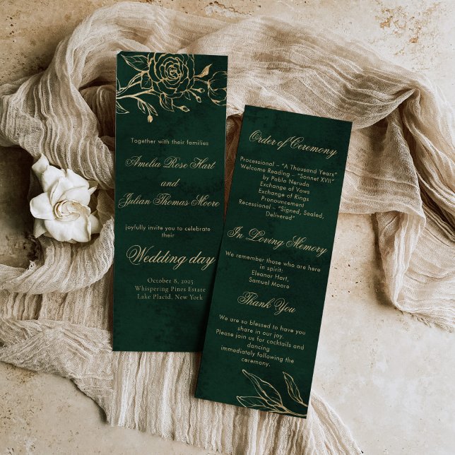 Rose botanique Programme Mariage vert et or (Créateur téléchargé)