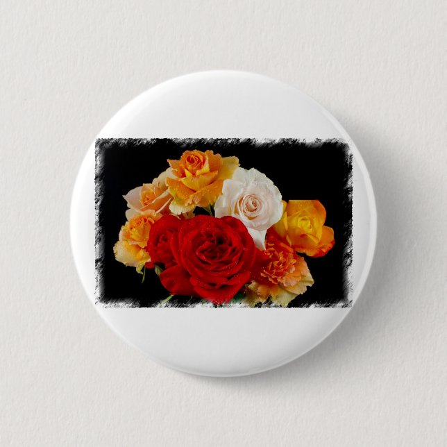 Rose Bouquet 2 Inch Round Button (Front)