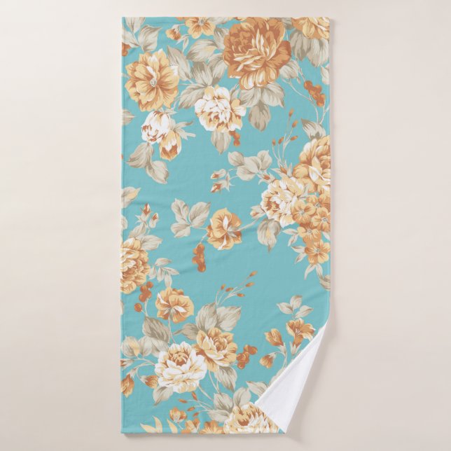 Rose bouquet design Seamless pattern with White ba Bath Towel (Bath Towel)