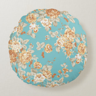 Rose bouquet design Seamless pattern with White ba Round Pillow