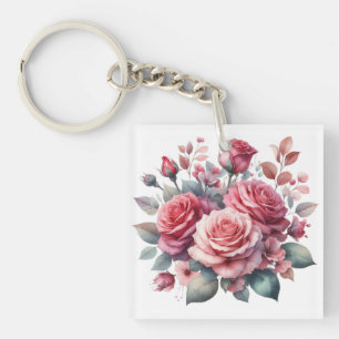 Rose Bouquet Floral Design-62101 Keychain