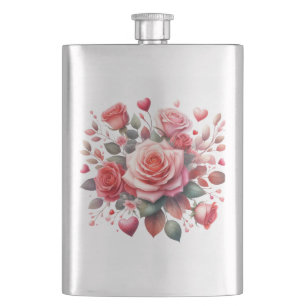 Rose Bouquet Floral Design-62103 Hip Flask
