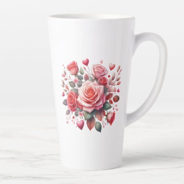 Rose Bouquet Floral Design-62103 Latte Mug (Right)