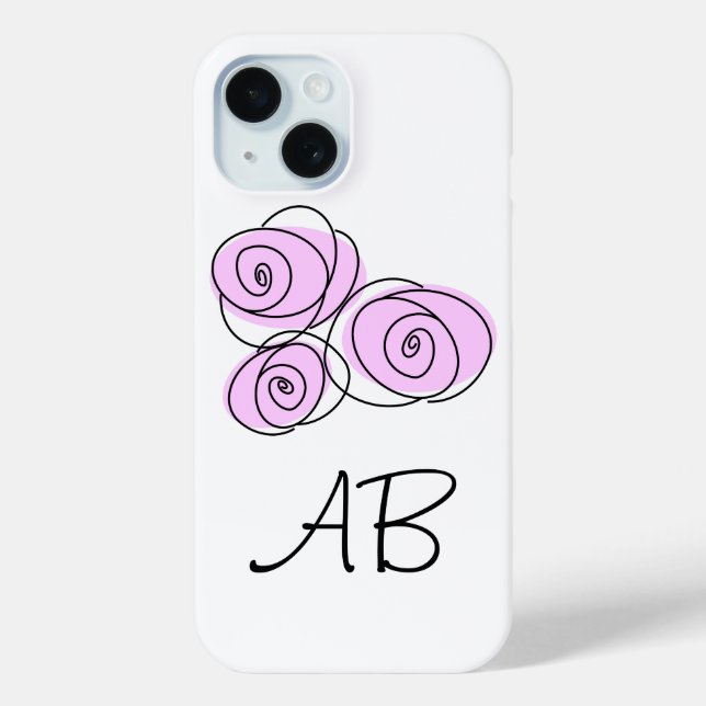 Rose Bouquet Lilac Monogram iPhone case (Back)