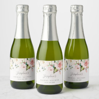 Rose Bouquet Mini Sparkling Wine Bottle Labels