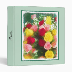 Rose Bouquet Painting - Cute Original Flower Art Binder