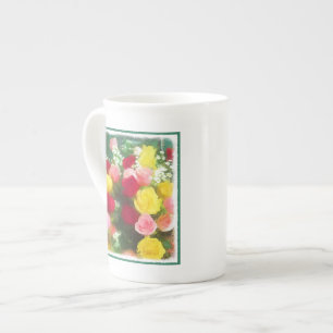 Rose Bouquet Painting - Cute Original Flower Art Bone China Mug