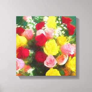 Rose Bouquet Painting - Cute Original Flower Art Canvas Print