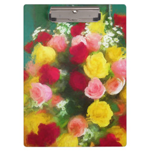 Rose Bouquet Painting - Cute Original Flower Art Clipboard
