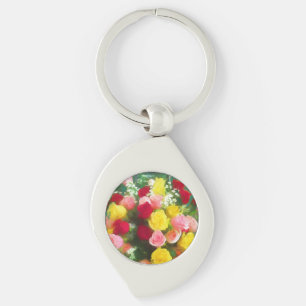 Rose Bouquet Painting - Cute Original Flower Art Keychain