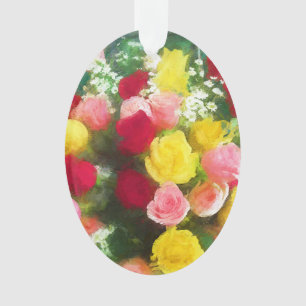 Rose Bouquet Painting - Cute Original Flower Art Ornament